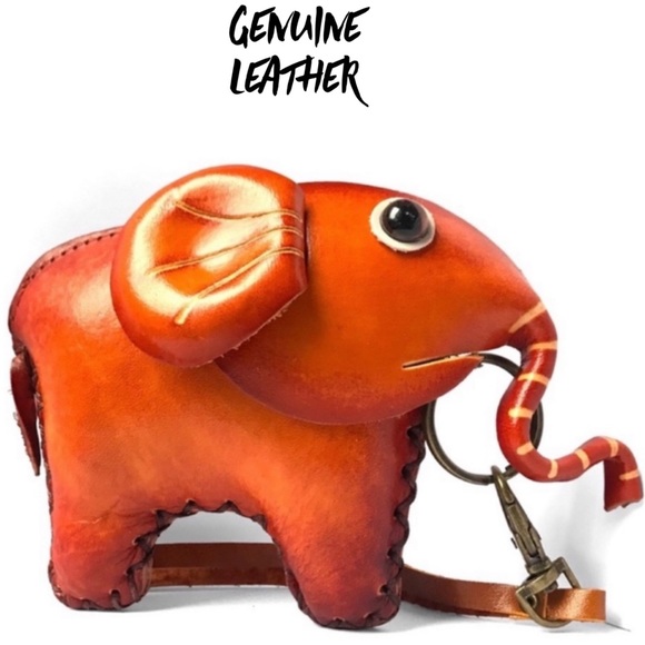 Private Label Handbags - (25)New Handmade Genuine Leather Handcrafted Elephant Wristlet Bag Pouch
